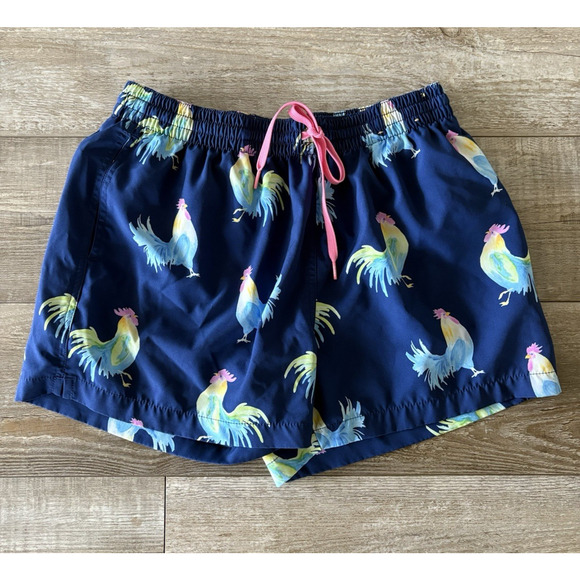 Chubbies The Fowl Play Mesh Lined Swim Trunks Navy Blue Men's Large 4" Rooster - Picture 1 of 10